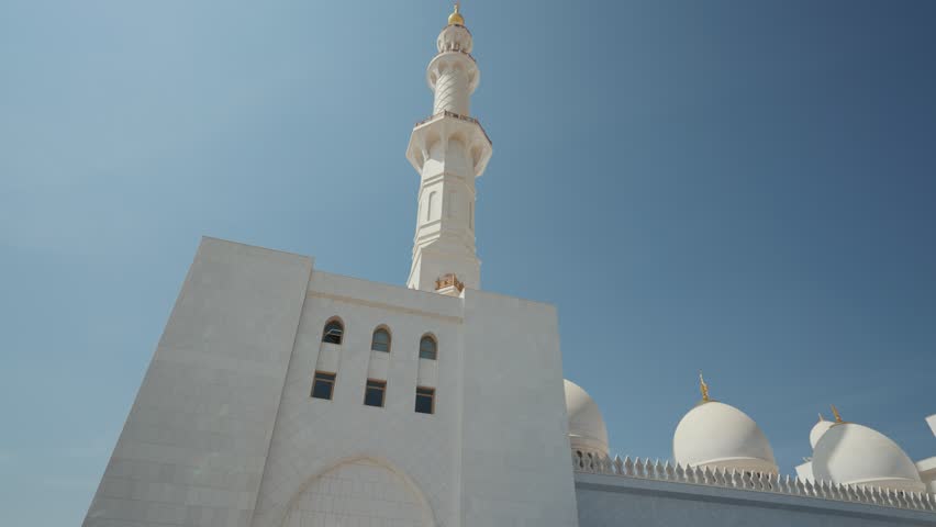 The Tourist Hall inside Sheikh Zayed Grand Mosque on a sunny day in Al Rawdah, Abu Dhabi, United Arab Emirates