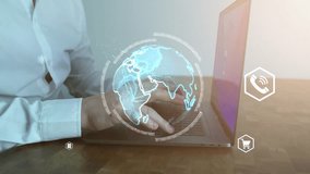 Animation of digital icons, globe and data processing over biracial businessman in office. Global finance, business, connections, computing and data processing concept digitally generated video. 4K. - Powered by Shutterstock - Get 15% off with code: PIKWIZARD15