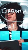 Man, thinking and glass wall for writing, planning and sticky notes with workshop for growth report. Business, person and idea for logistics, solution and collaboration for partnership or b2b project - Powered by Shutterstock - Get 15% off with code: PIKWIZARD15
