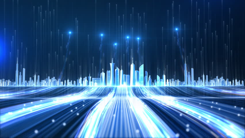 4k White blue neon light lines appearing and moving vertically upwards, light illuminating virtual city, modern digital smart city, global communication and network big data internet connections. - Powered by Shutterstock - Get 15% off with code: PIKWIZARD15