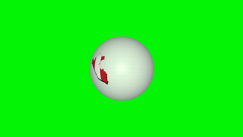 Peru map globe animation rotation simple icon element asset visual green screen