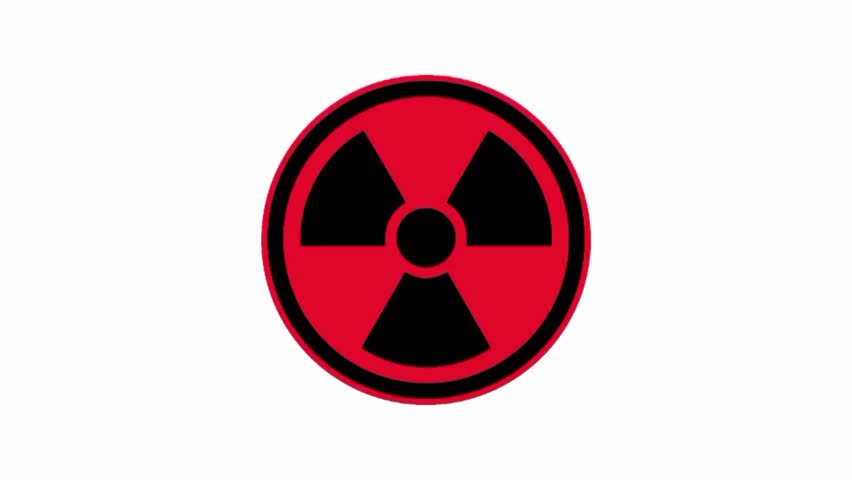 Red and black radiator isolated on white background. Radiation icon. Radiation symbol. 4k animation video.