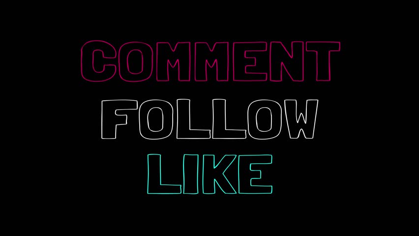 Follow. Like. Comment. Frame in the style of the popular social media TikTok. For use in slideshows, social media posts, live broadcasts, short films, video, advertisements, presentations and animatio