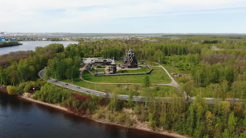 Unesco world heritage site kizhi pogost featuring wooden churches and bell tower, nestled on kizhi island within lake onega