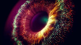 Digital Eye Iris Connections Colorful, Abstract Iris explosion dark background - Powered by Shutterstock - Get 15% off with code: PIKWIZARD15