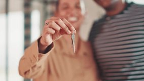 New home, happy and hands of couple with keys for property, moving day and house investment. Homeowner, real estate and man and woman with keychain for mortgage, purchase and rental apartment - Powered by Shutterstock - Get 15% off with code: PIKWIZARD15