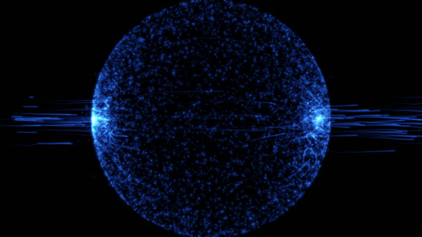 abstract blue sphere. glowing fantastic particles sphere. magic sphere. abstract fantastic background	
