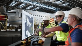 Aircraft Engine Manufacturing At Hangar. Aerospace Repair And Maintenance - Powered by Shutterstock - Get 15% off with code: PIKWIZARD15