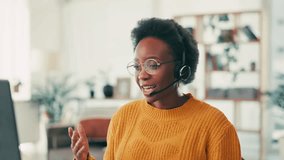 Black woman, laptop and consultant with headset for virtual assistance, online advice or help at home office. Female person, agent or consulting with technology in remote work for telecommunication - Powered by Shutterstock - Get 15% off with code: PIKWIZARD15