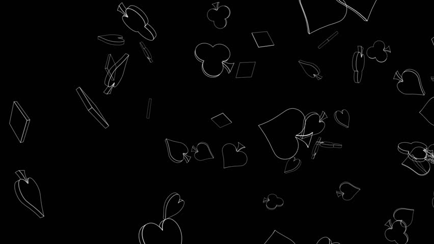 Falling Overlay Playing Poker Card Suit Symbol Animation, on Alpha Channel, Loop
