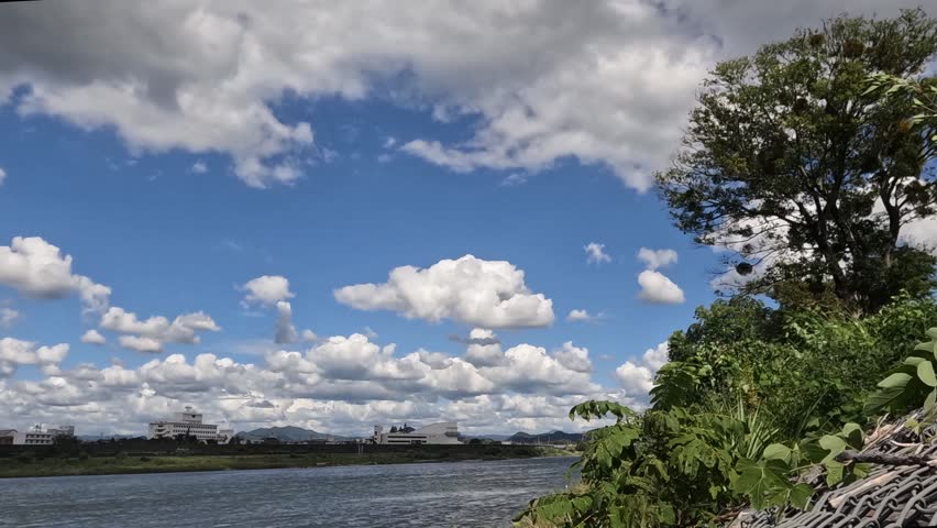 Kiso riverbed, Gifu prefecture, Cloud time-lapse 