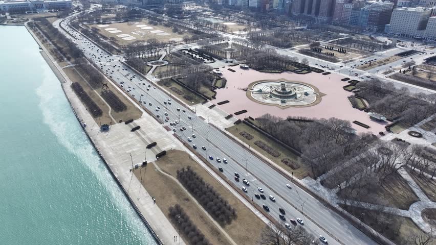 Grant Park At Chicago In Illinois United States. Highrise Building Scenery. Downtown City Landscape. Grant Park At Illinois United States. Business District. Nature Park Scene.