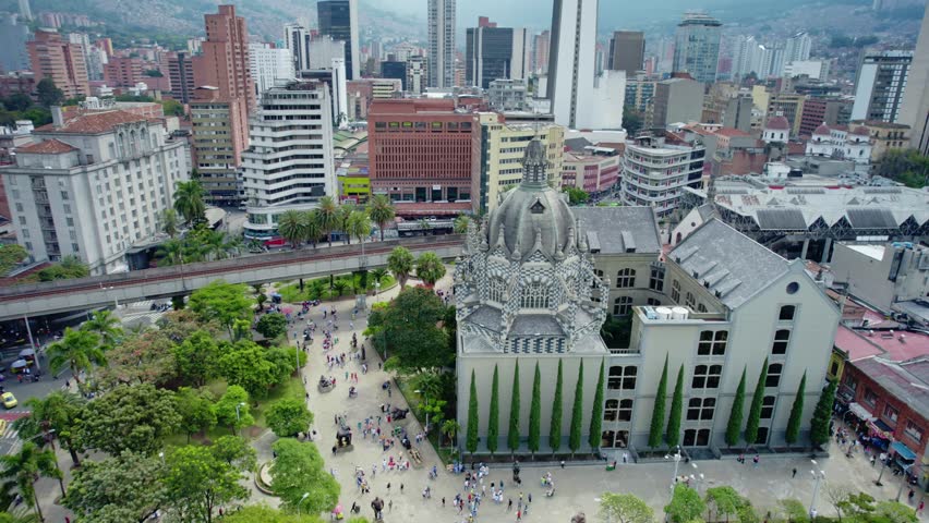 Vibrant Cityscape with Historic and Modern Buildings - Medellin, Colombia