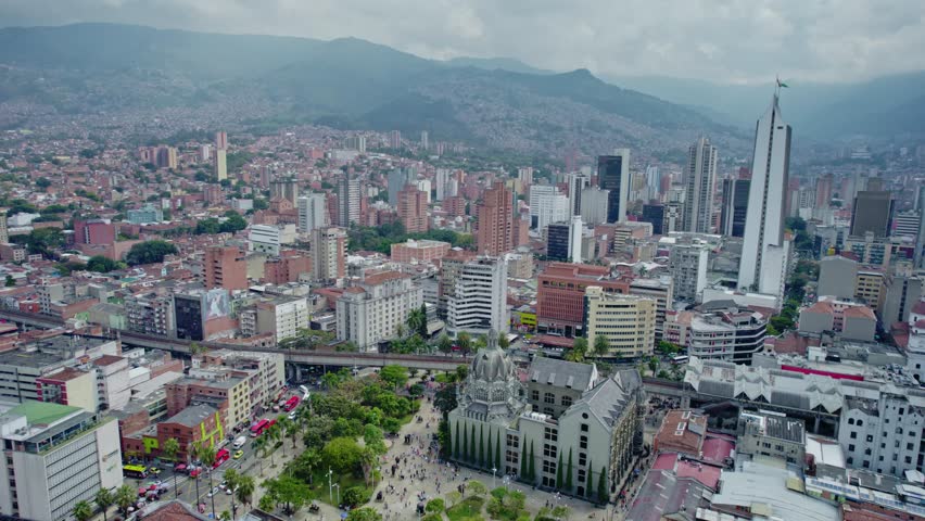 Vibrant Cityscape with Historic and Modern Buildings - Medellin, Colombia