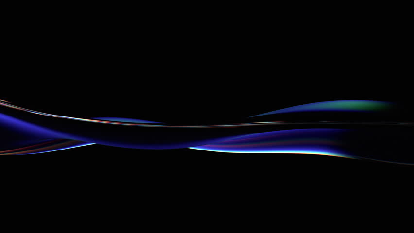 Abstract animation, iridescent wavy shape on black background, 4k looping video, 3d render
