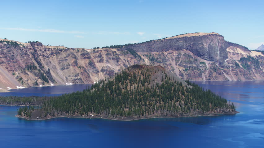 Crater Lake National Park Wizard Island Telephoto from Rim Village Time Lapse Oregon USA