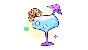 Animated mocktail juice with ice, fruit garnish, and a decorative umbrella, perfect for refreshing summer, cocktail, and beverage content in 4K resolution with alpha channel - Powered by Shutterstock - Get 15% off with code: PIKWIZARD15