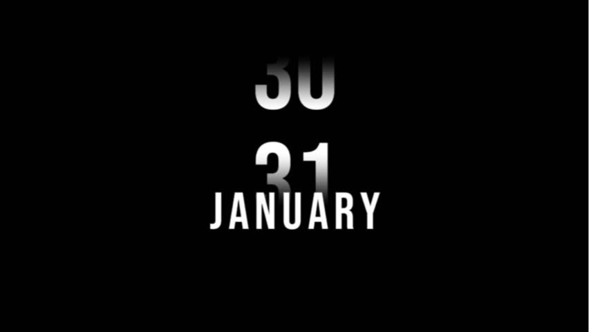 4K Year Calendar With Month And Numbers Countdown Video for January