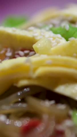 dried egg noodles with pork wonton or pork dumplings without soup Asian food style