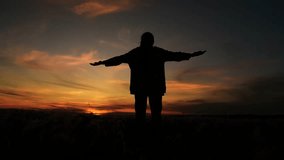 Teenager girl enjoying nature. Girl raised her hands to sky in park at sunset. Happy girl is praying against sky. Happy human, sky. Girl looking at sky. Young woman dreams, plays in park against sun. - Powered by Shutterstock - Get 15% off with code: PIKWIZARD15