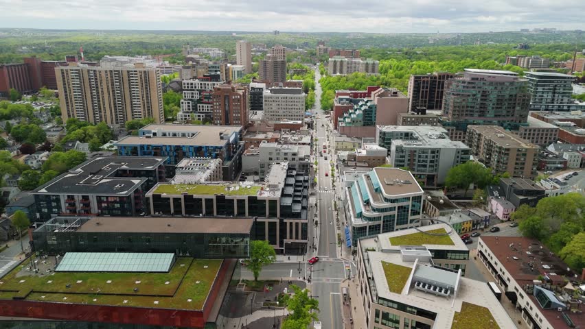 A Beautiful Aerial View Of Halifax City, Nova Scotia. The City Mix Of Ancient Streets And Modern Skyscrapers Reflects Its Unique History And Modern Growth, Capturing The Spirit Of Urban Evolution. 