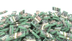 Australian doolar stack drop on the floor frame on gray background - Powered by Shutterstock - Get 15% off with code: PIKWIZARD15