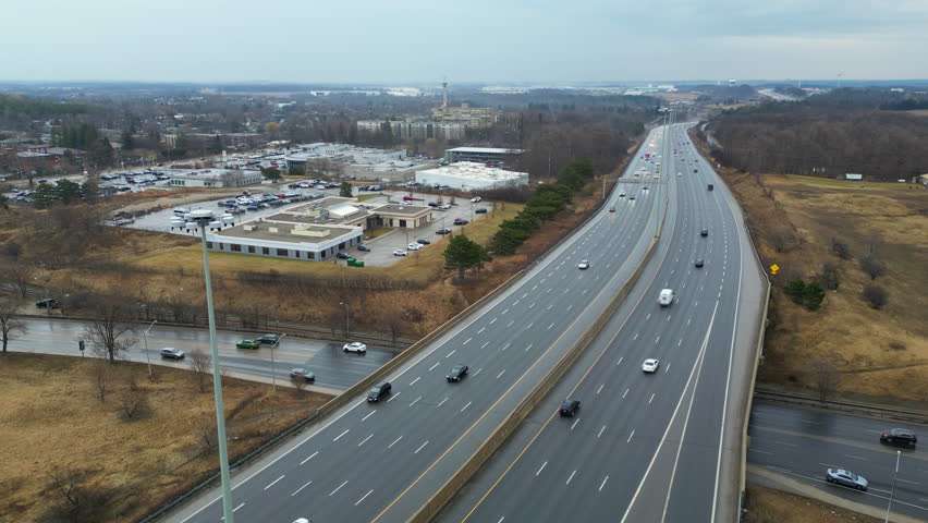 Aerial View Kitchener, Ontario Highway 401, Canada