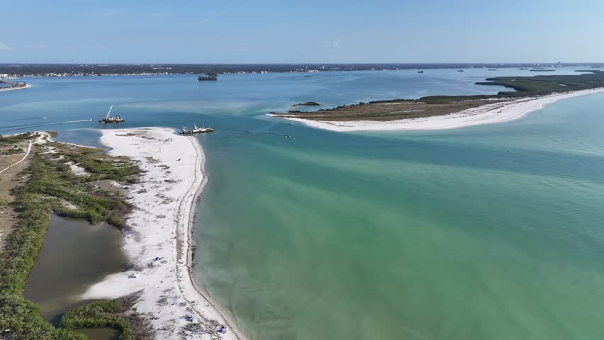 Honeymoon Island At Clearwater Florida United States. Stunning Tropical Coastline Beach Scene Viewed From Above. Paradise Skyline Leisure Vibrant. Leisure Watercolor Shore. Clearwater Florida.