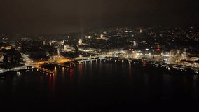 zurich's historic city center night illuminated bridges churches university main square prominently featured scene aerial view nighttime switzerland urban landmarks architecture - Powered by Shutterstock - Get 15% off with code: PIKWIZARD15