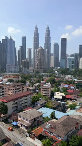 Aerial view of urban buildings and Kuala Lumpur city skyline, Malaysia