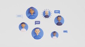 social network, contacts concept looped animation. Connected people avatars. networking, social media. 3d cartoon style animated stock video. global communication, Smart technology - Powered by Shutterstock - Get 15% off with code: PIKWIZARD15