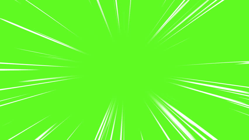 Radial speed or action lines anime comic background. Manga striped backdrop. Seamless loop. Green screen, chromakey