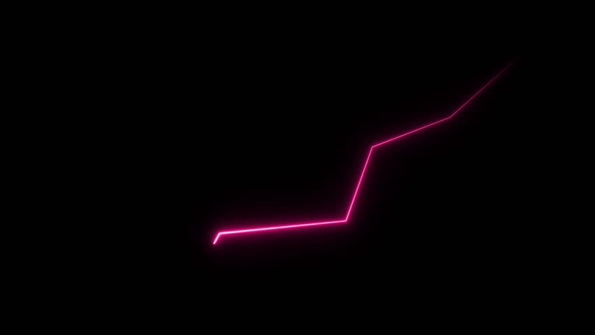 neon Graph falling down fast. Business cartoon animation. Economy metaphor.Chart arrow still goes down seamless loop. downward bar graph and arrow chart	
