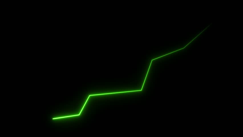 neon Graph falling down fast. Business cartoon animation. Economy metaphor.Chart arrow still goes down seamless loop. downward bar graph and arrow chart	