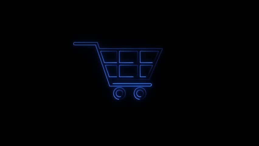 Neon shopping cart icon. Glowing neon trolley basket sign,cart, shopping neon.Shopping cart sign icon. Online buying symbol.	