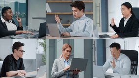 Multiple colleagues participate in a virtual meeting, discussing ideas and sharing insights. Each person is focused on their laptop, expressing emotions and collaborating effectively. - Powered by Shutterstock - Get 15% off with code: PIKWIZARD15