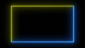 neon blue yellow color square rectangle picture frame animation icon shape round retro show display box rotation movement on black background  - Powered by Shutterstock - Get 15% off with code: PIKWIZARD15