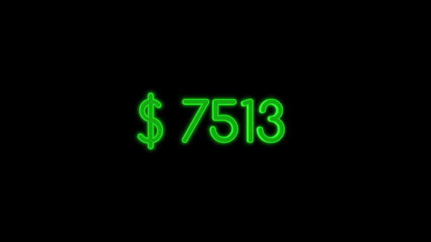 Counting the number of dollars with green neon effect.