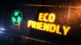 Eco friendly sustainable symbol light flashing on digital display. Recycling and ecology icon on pixel led screen. Close-up loopable and seamless abstract concept. - Powered by Shutterstock - Get 15% off with code: PIKWIZARD15