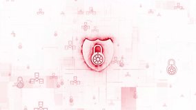 Cyber security lock animated red color glowing white background - Powered by Shutterstock - Get 15% off with code: PIKWIZARD15