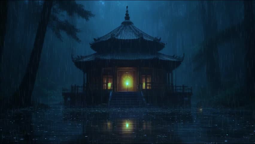 rain forest night view lake