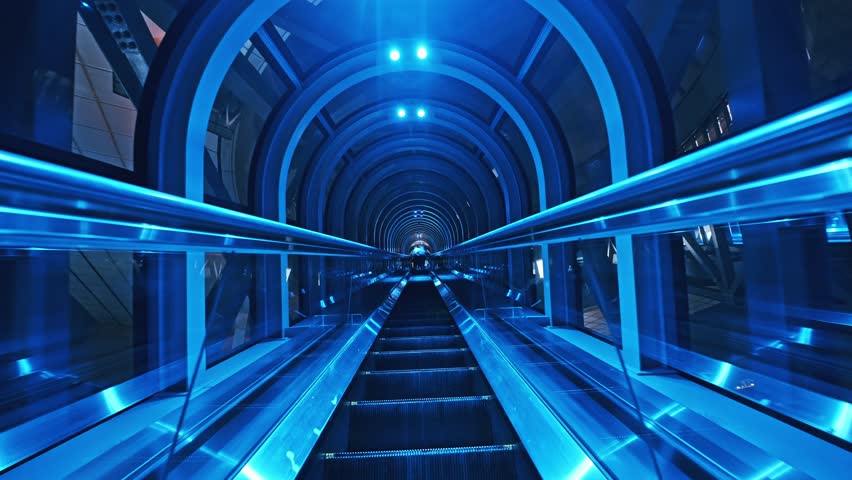 The long and dreamy escalator at Umeda Sky Building in Osaka, Japan