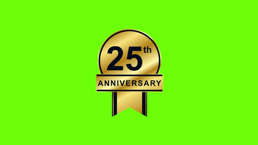 Animated Gold luxury 25 years anniversary on green screen background
