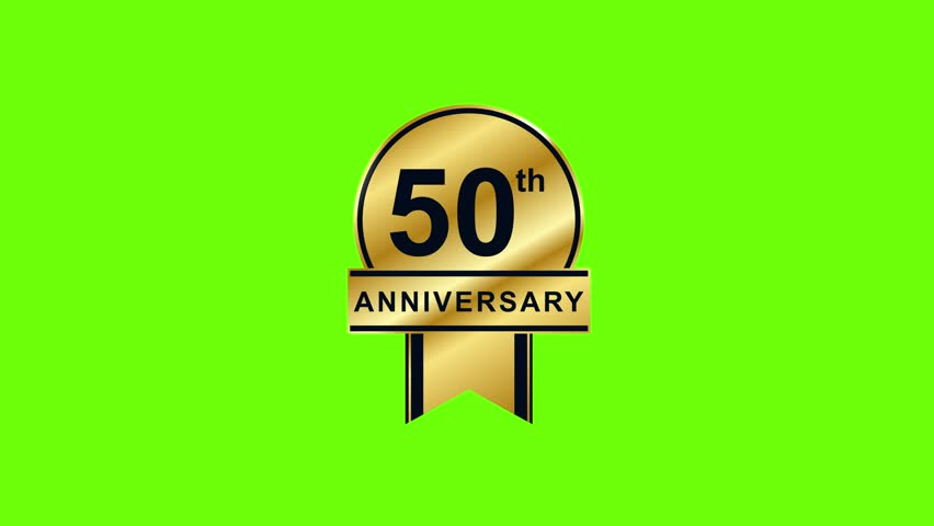 Animated Gold luxury 50 years anniversary on green screen background
