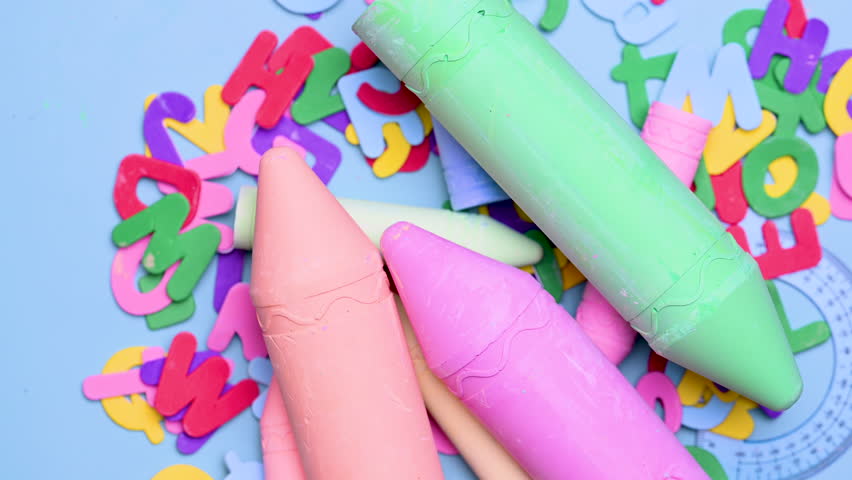 colorful pieces of chalk close-up