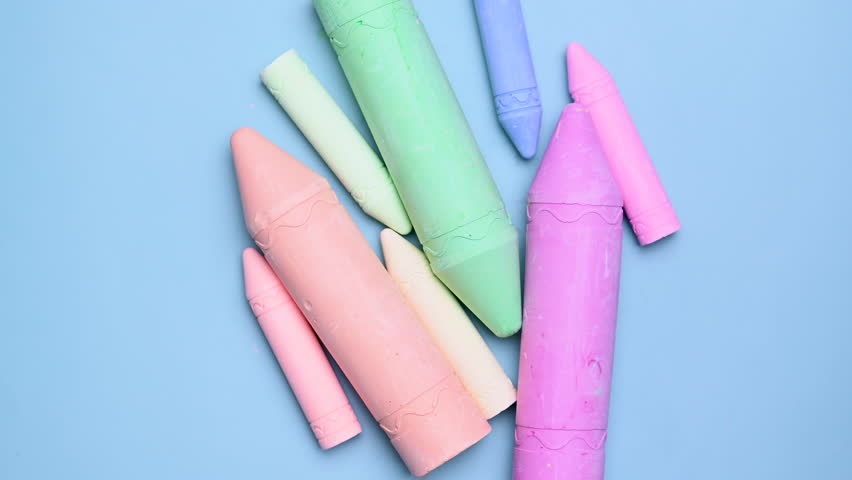 colorful pieces of chalk close-up