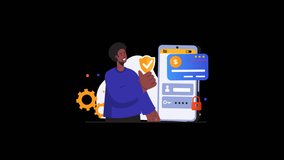 African man with smartphone in a secure design illustration - Powered by Shutterstock - Get 15% off with code: PIKWIZARD15