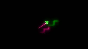 Glowing Stairs direction icon animation. neon stairs up icon video. business, graph, arrow up icon. - Powered by Shutterstock - Get 15% off with code: PIKWIZARD15