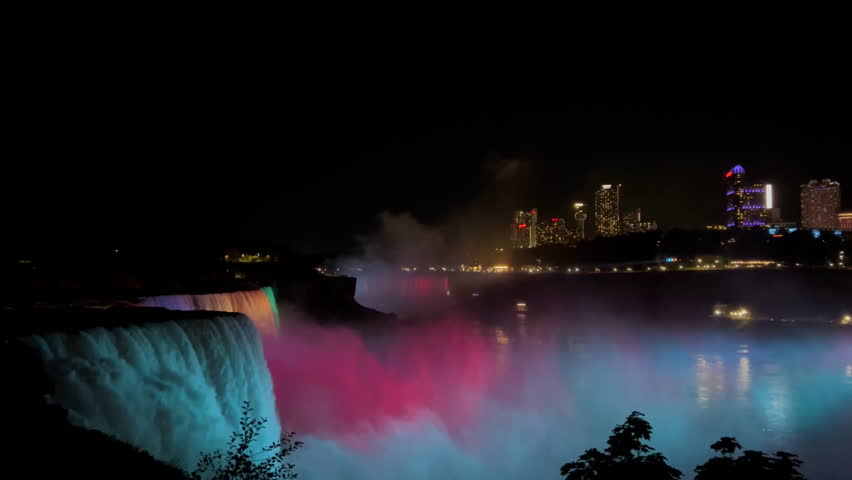 Niagara Falls USA. Niagara falls during the night light show.