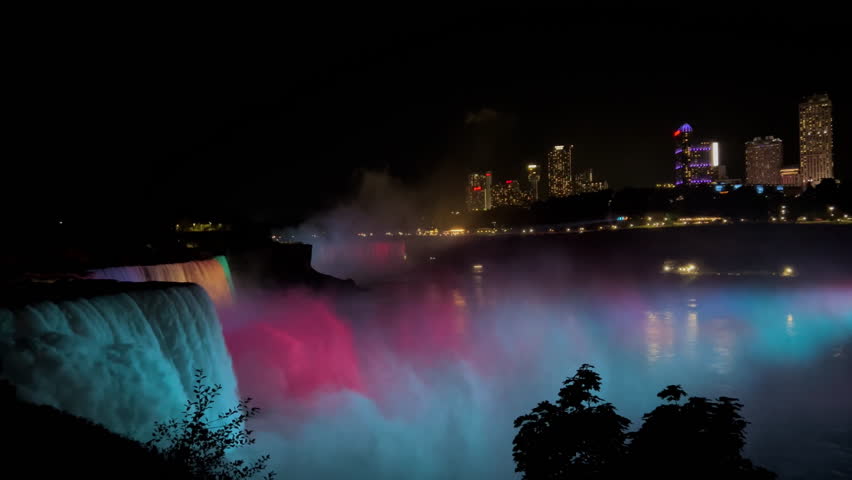 Niagara Falls USA. Niagara falls during the night light show.